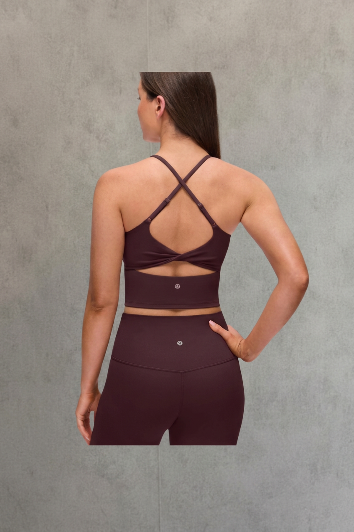 Crzyoga Sport Bra Twist Cross Back Built in Bra Tank - Ripe Plum | Talla M