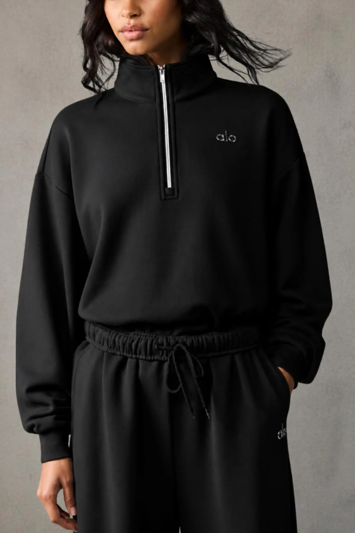 Alo Yoga Pullover cremallera 1/4 – negro | Talla L
